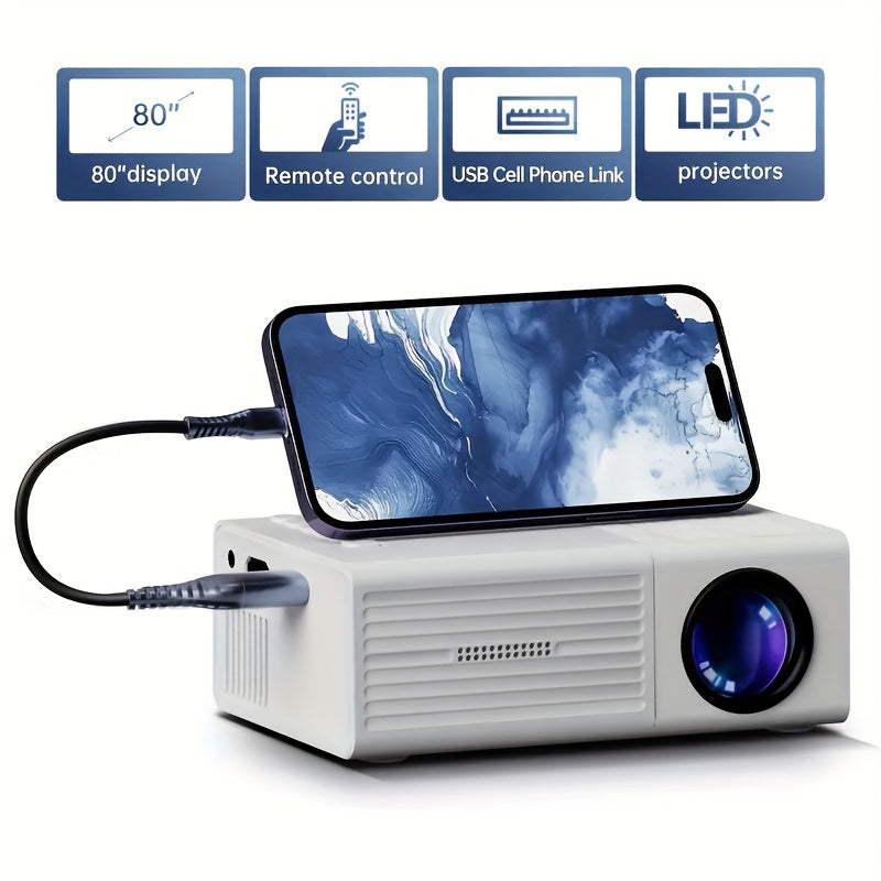 1080P Full HD Mini Projector – Portable, USB-Powered, 3D Ready