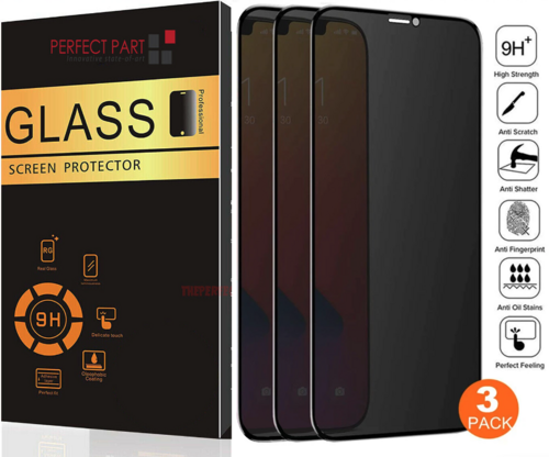 iPhone Privacy Screen Protector 3-Pack – Tempered Glass for iPhone 15, 14, 13, 12, 11 Pro Max