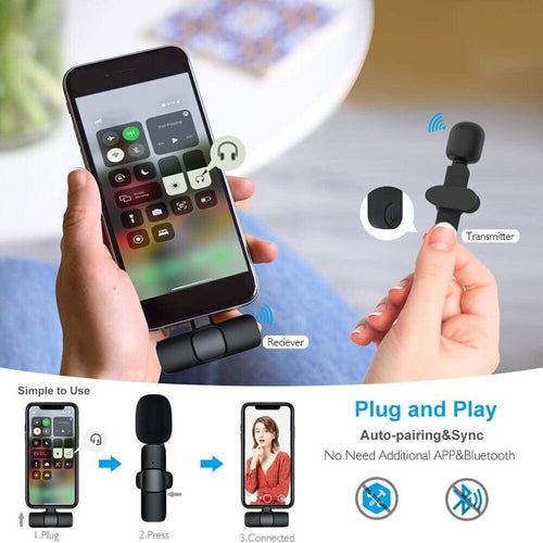 Wireless Lavalier Microphone – Mini Clip-On Mic for iPhone & USB-C