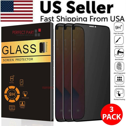 iPhone Privacy Screen Protector 3-Pack – Tempered Glass for iPhone 15, 14, 13, 12, 11 Pro Max
