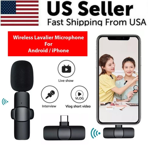 Wireless Lavalier Microphone – Mini Clip-On Mic for iPhone & USB-C