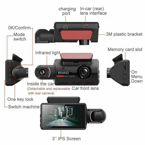 Dash Cam Front and Rear – Full HD Car Video Recorder with Night Vision & Loop Recording