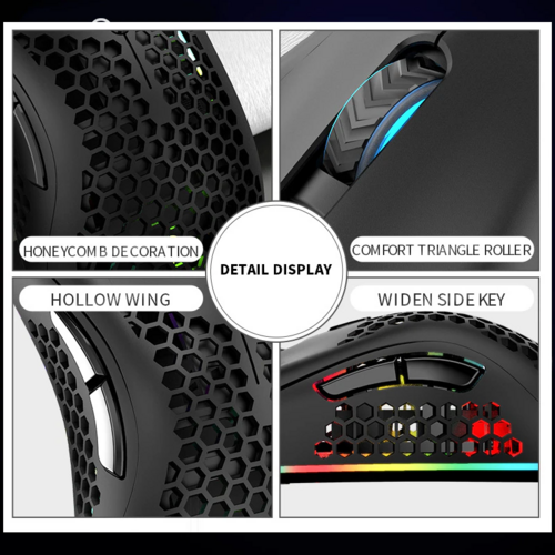 Wireless RGB Gaming Mouse – Honeycomb, Rechargeable, 3200 DPI