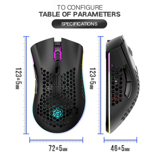 Wireless RGB Gaming Mouse – Honeycomb, Rechargeable, 3200 DPI