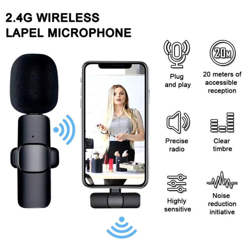 Wireless Lavalier Microphone – Mini Clip-On Mic for iPhone & USB-C