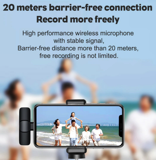 Wireless Lavalier Microphone – Mini Clip-On Mic for iPhone & USB-C