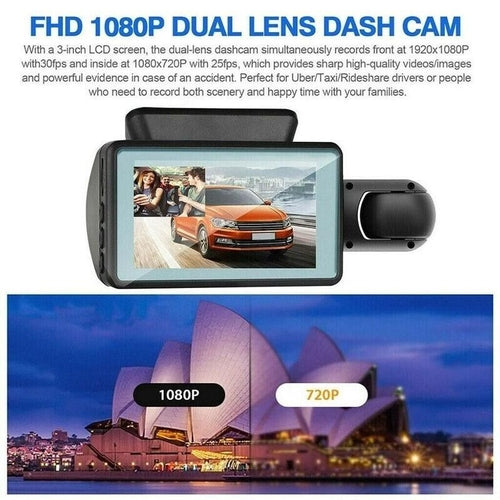 Dash Cam Front and Rear – Full HD Car Video Recorder with Night Vision & Loop Recording