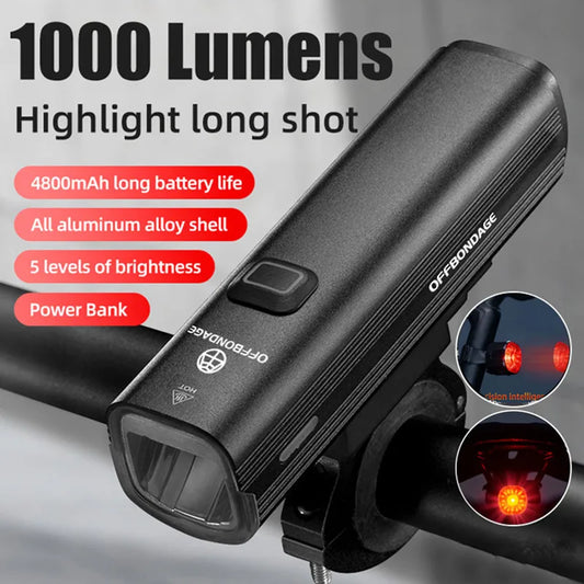 1000 Lumen Bike Front Light – USB Rechargeable, IPX6, 3 Modes